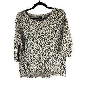 H&M Divided Womens Leopard Print Knit Top Gold Black Metallic Size S